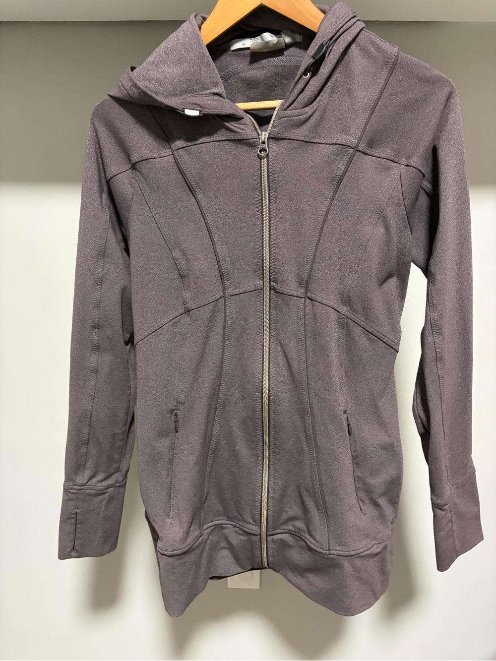 Athleta Hooded Zip-Up Jacket in Mauve Gray